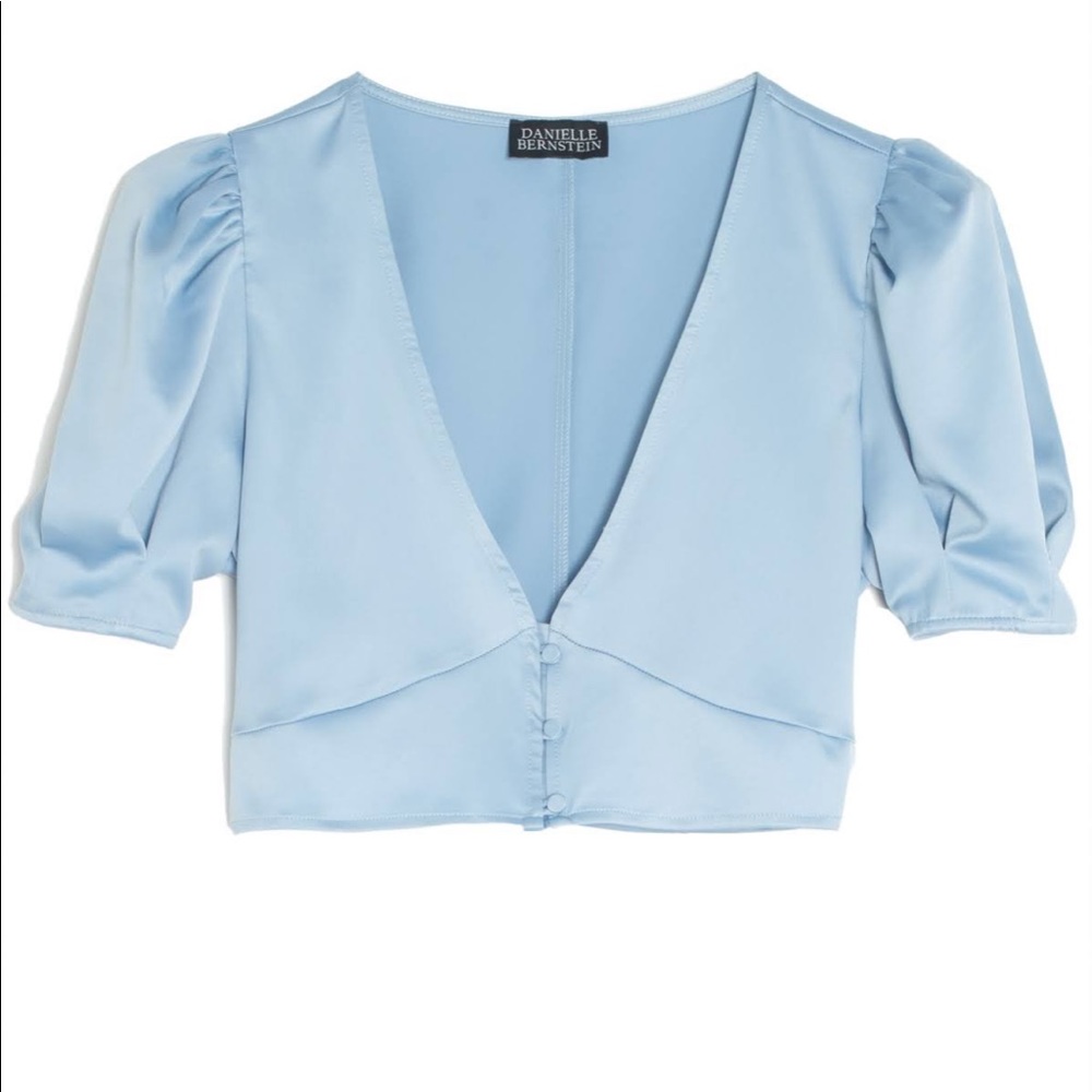 NWT Danielle Bernstein Puff Sleeve Crop Top - Picture 6 of 12